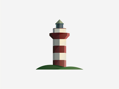 Lighthouse grass green icon lighthouse logo monument pale red