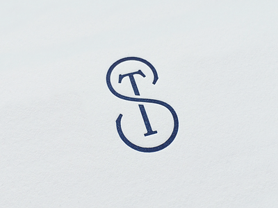 S & T and letterpress logo monogram navy s t