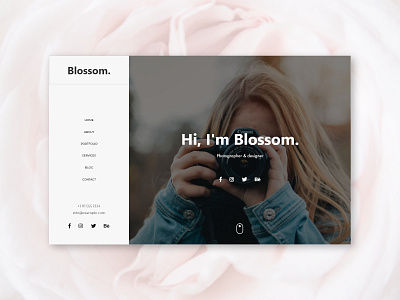 Blossom Single Resume adobe xd front end design landing page