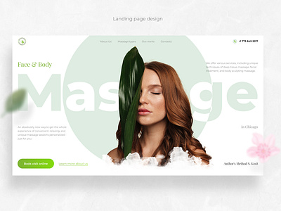 Landing page design for massage company