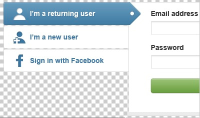 I'm a returning user login sign up tabs