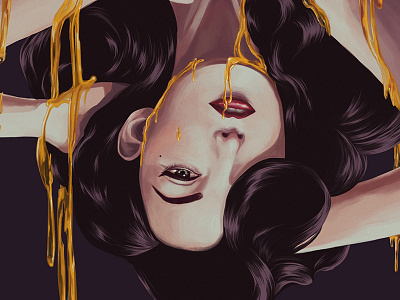 two . Teese art digital dita von teese gold honey illustration painting