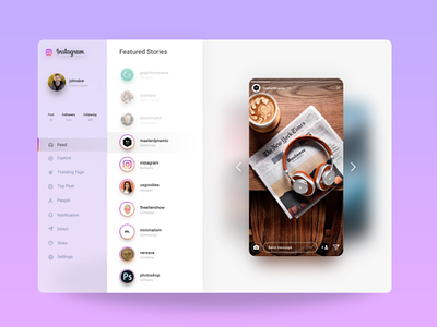 Instagram Website Redesign - Stories insta instagram platform redesign stories ui ux web webdesign website