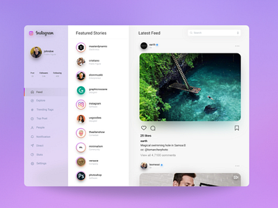 Instagram Website Redesign Concept concept insta instagram platform profile redesign ui ux web webdesign website