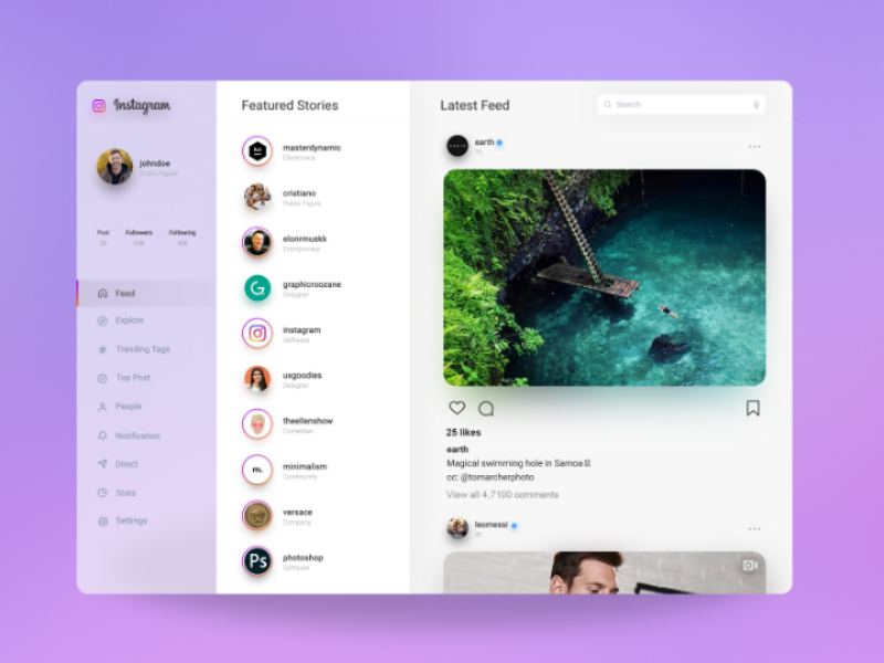 Instagram Website Redesign Concept platform concept website profile insta web webdesign ux ui instagram redesign