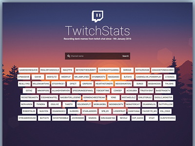 TwitchStats Landingpage dank darko efremov landingpage statistics twitch ui user interface ux