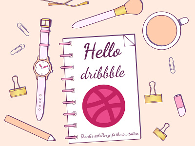 Hello dribbble illustration vector