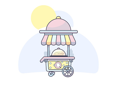 cotton candy cart illustration vector