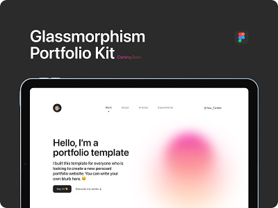 Glassmorphism portfolio kit design figma gradient kit template ui