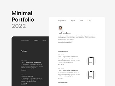 Minimal Portfolio Site 2022 design figma figma design minimal minimalism portfolio ui ui kit