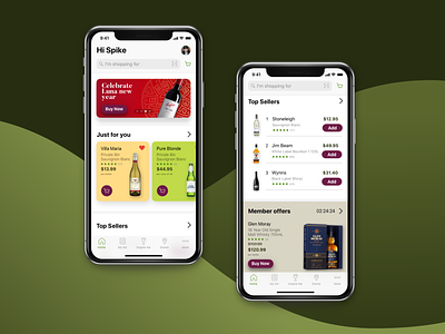 A concept for alcohol eCommerce app flat ui ux