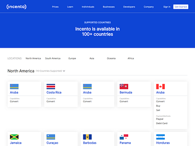 A countries page Designed with Tailwind css and Vuejs