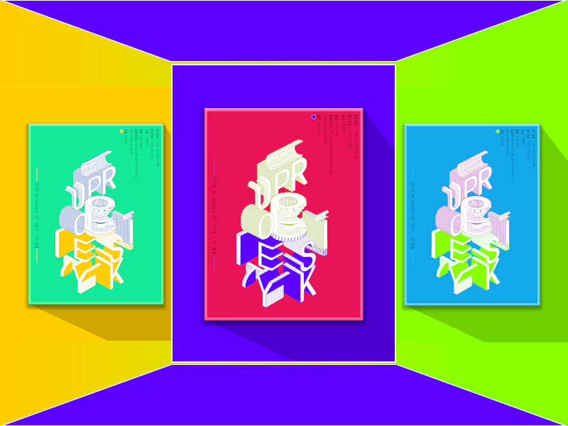 Stereo text cartoon style poster typography ui design illustration