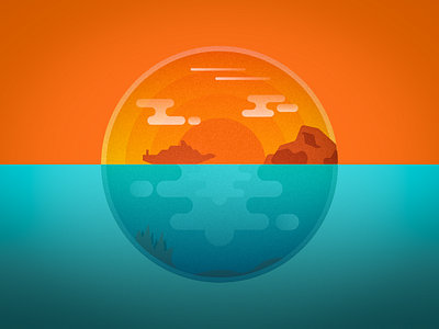 Sea and sunset design icon illustration ui 插图 设计