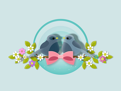 Two birds in love design icon illustration logo typography ui 插图 设计