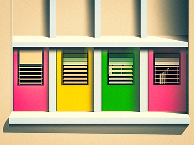 Four windows colour design flat illustration green illustration pink typography ui yellow 插图