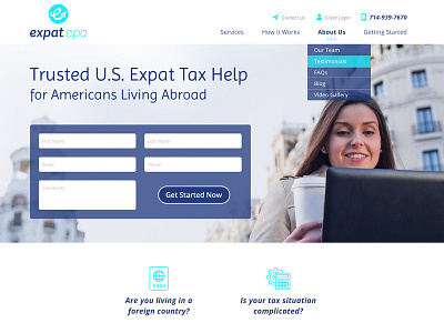 Expat CPA - web design accounting blue design expat homepage rebrand ui ux web website banner