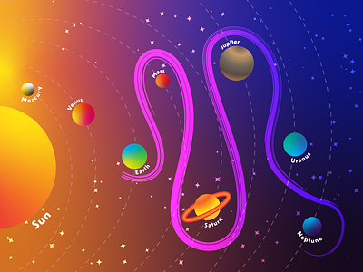 Solar System Colorful Map adobe illustrator gradient illustration vector
