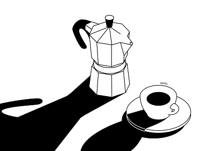 Morning Coffee adobe illustrator blackandwhite illustration minimalist vector