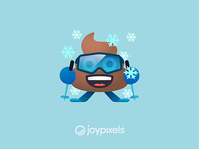 The JoyPixels Skier Poo - Winter Freeze Pack character emoji emojis glyph graphic icon illustration poo poop reaction ski ski boots skier skis smile smiley smiley face snow snowflakes winter sports