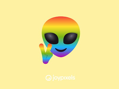 The JoyPixels Rainbow Alien Emoji Sticker - Pride Pack alien aliens character emoji emojis gay pride icon illustration peace peace sign pride rainbow rainbow pride smiley smiley face