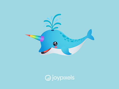 The JoyPixels Narwhal Emoji Sticker - Ocean Pack animal character cute cute eyes dolphin emoji emojis icon illustration narwhal rainbow sea animals sea life unicorn