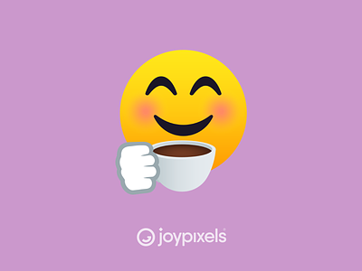 The JoyPixels Smiling Face with Coffee - All Smiles 1.0 character coffee coffee cup emoji glyph graphic icon reaction reactions smiles smiley smiley face smiling