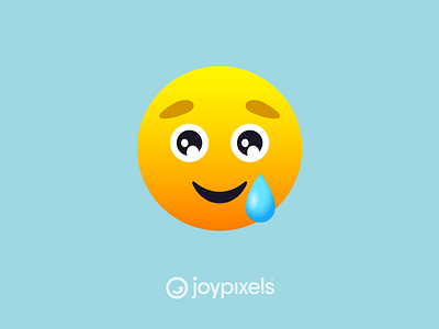 The JoyPixels Smiling Face with Tear Emoji - Version 6.0 character emoji emojis glyph graphic icon illustration reaction smiley smiley face