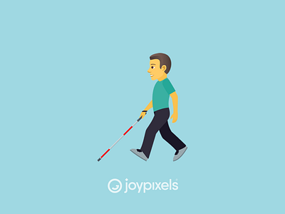 The JoyPixels Man with Probing Cane Emoji - Version 5.0 accessibility blind blind man character disability emoji glyph graphic handicap icon illustration probing cane