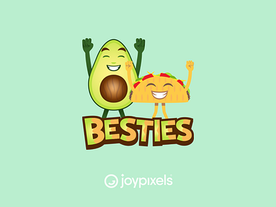 The JoyPixels Besties Sticker - Avocado Pack avocado avocados besties bff character emoji food food and drink friends icon illustration mexican food taco taco tuesday tacos