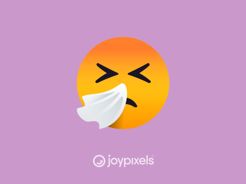 The JoyPixels Sneezing Face Emoji - Version 5.0 character emoji emojis glyph graphic icon illustration reaction smiley smiley face