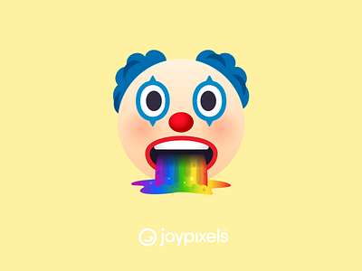 The Joy Pixels Clown Vomiting Rainbows - All Smiles 1.0 character clown clowns emoji emojis glyph graphic icon illustration puke puking rainbow rainbows reaction smiley smiley face throwing up vomit