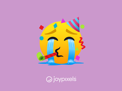 The JoyPixels Crying Partying Face - All Smiles 1.0 character crying emoji emojis glyph graphic icon illustration mashups party reaction smile smiley smiley face vector