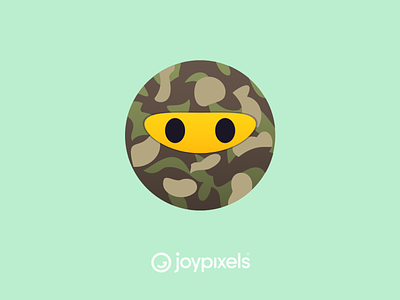 The JoyPixels Camo Face - All Smiles 1.0 army camo camocreative camouflage character emoji emojis glyph graphic icon illustration military reaction salute smiley smiley face soldier troops