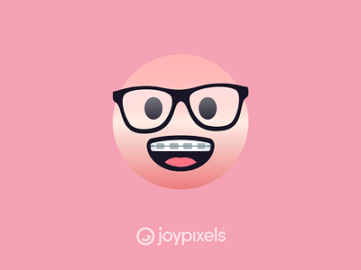 The JoyPixels Rose Nerd Face Emoji - All Smiles 1.0 braces character dork emoji emojis glasses glyph graphic icon illustration nerd nerdy reaction smile smiley smiley face smileys vector