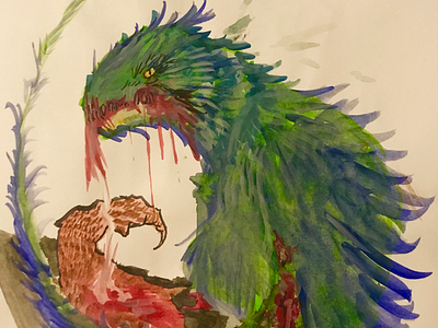 Feathered Dinosaur watercolor dinosaur paleontology