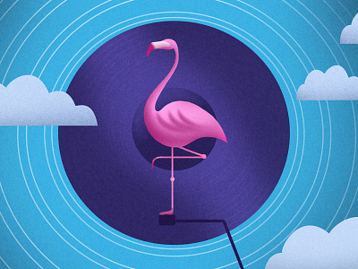 Flamingo adobe album cover animation art color design designer digital art drawing flamingo freelancer graphic graphic design illustration illustrator motion designer music photoshop record player