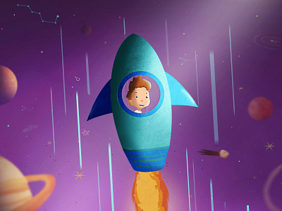 A Boy Travels to Outer Space animation branding character character design character designs color design designer digital art disney graphic graphic design illustration illustrator motion designer motion graphics painting photoshop styleframe vector