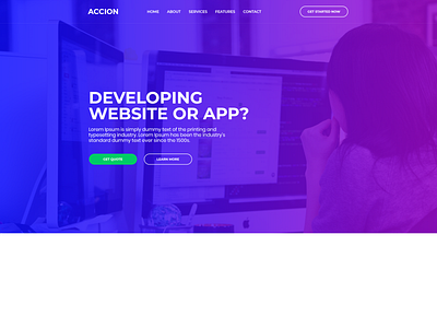 Accion Homepage accion agancy business business agency devshuvo hero area homepage simple design themevanilla ui web design