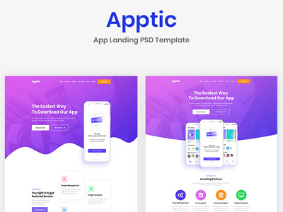 Presentation Image for Apptic - App Landing PSD template app app design design themevanilla