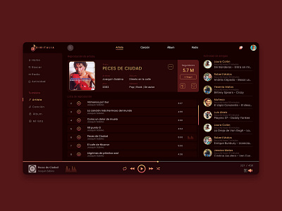 Interfax de Usuario (UI UX) de Aplicación de Música