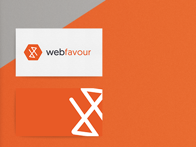 Logodesign for webfavour design favour logo orange simple symbol typography web