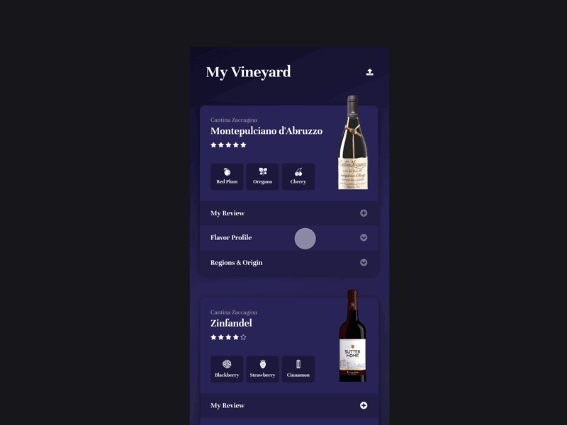 Concept Wine Journal App android app app concept app designer invision studio iphone iphone app micro interaction product design purple ui ux ux animation wine app