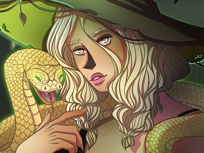 Witch's friend art artist artwork character art digital art illustration snake witch