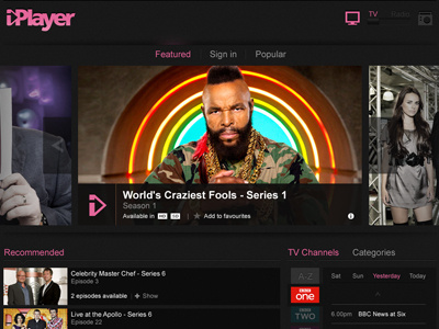 iPlayer Homepage (concept) bbc concept iplayer
