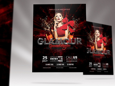 Glamour Party Flyer cocktail dj event festival glamour holiday hot music night club party flyer print promotion