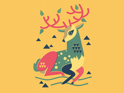 Yes Deer animal deer illustration retro