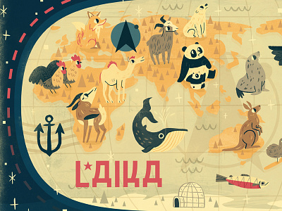 Laika's Globe animals astronaut book children earth globe illustration laika picture