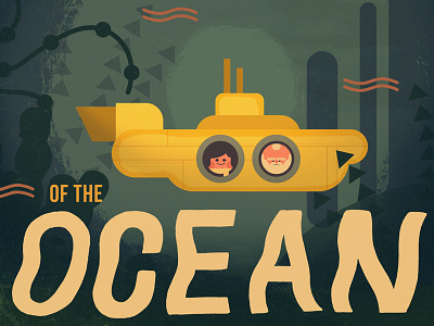 Postcard Ocean character ocean postcard seaweed submarine typography underwater