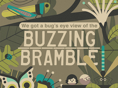 Twodots Postcard #24 bugs butterfly characters grasshopper leaves mosquito